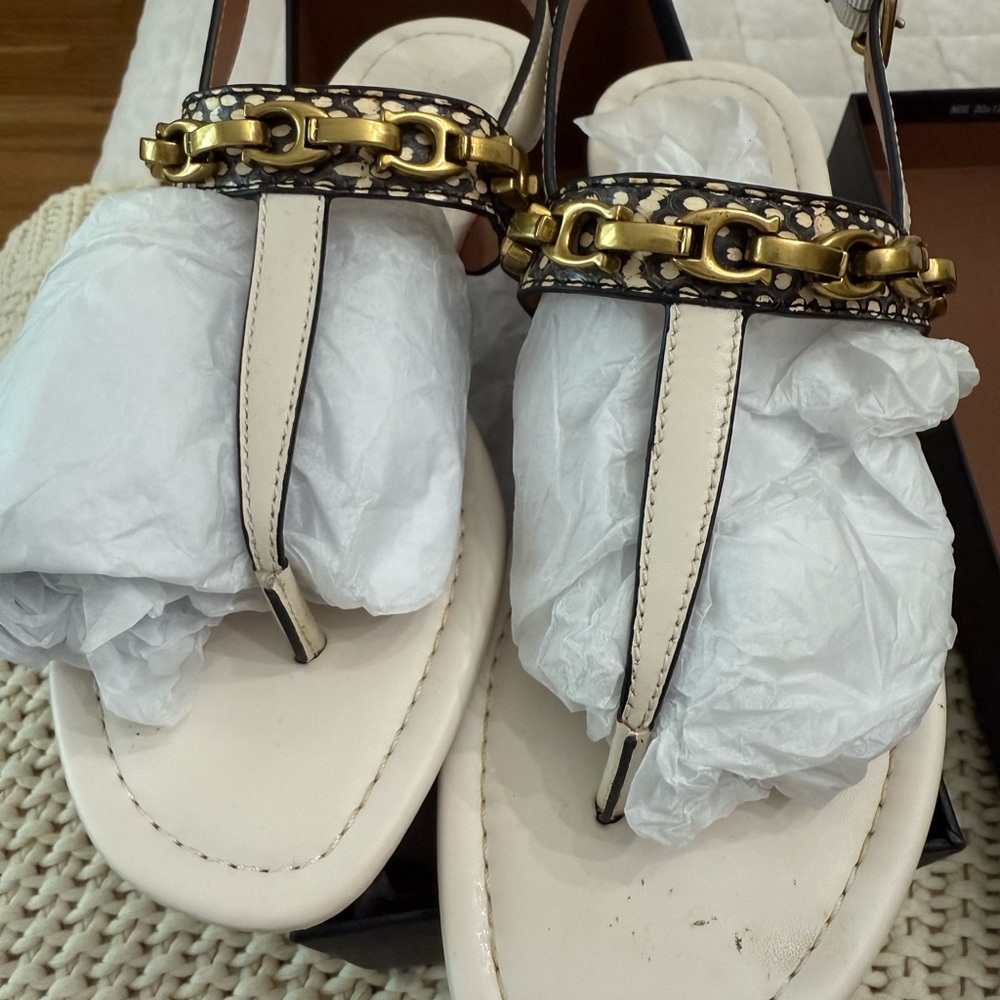 Coach Gold and Cream Sandals with Premium Craftsmanship